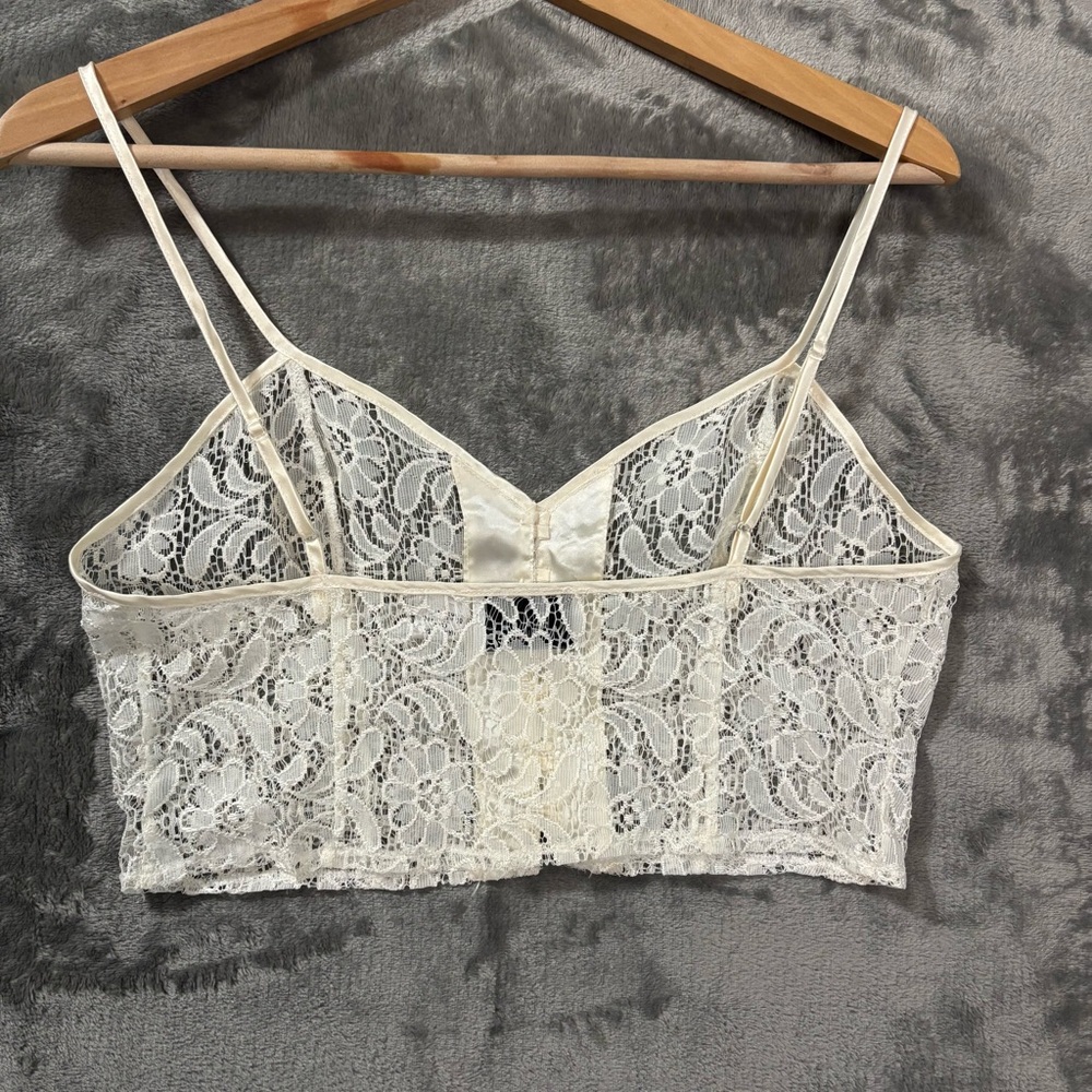 Vintage 90's Williwear Intimates Lace Crop Camisole M Ivory‎ Y2K Cochella Fairy - Picture 2 of 8